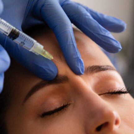 Young woman receiving a botox injection